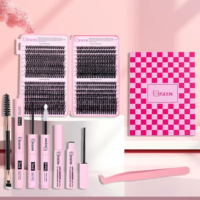 ISEEN Wimpern-Cluster-Set, DIY-Wimpernverlängerungs-Kit, Unisex - Bild 1
