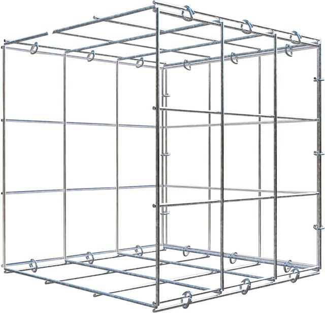 Gabiona C-Ring Anbaukorb Typ 2 in Silbergrau, B/T/H: 30 x 30 x 30 cm, Maschenweite 10 x 10 cm - Bild 1