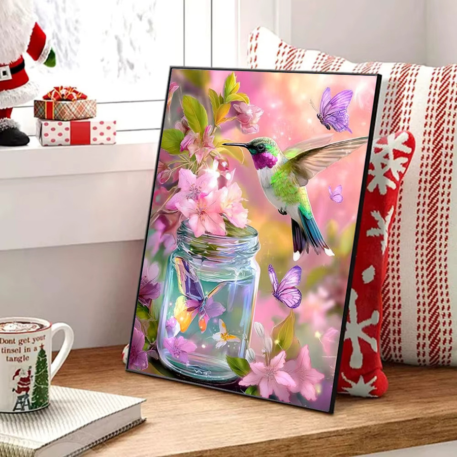 Huacan 5D DIY Diamantmalerei Set mit Vogel, Schmetterling und Blumen in Multicolour, B/H: 30 x 20 cm - Bild 3