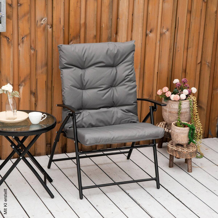 Outsunny Campingstuhl grau mit Armlehnen aus Metall und Outdoor-Stoff, B/H/L: 65 x 94 x 65 cm - Bild 5