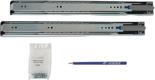 vasalat Kugelauszug Softclose Vollauszug mit Dämpfung, Farbe: Silber, Länge: 400 mm, 1 Paar - Bild 1