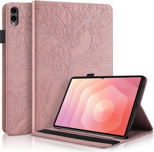Samsung Galaxy Tab S11 Ultra Kunstleder Tasche mit Baum Design in Pink - Bild 1