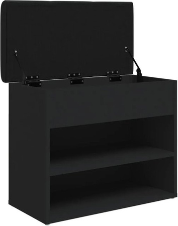 vidaXL Schuhbank Schwarz aus Holzwerkstoff und Kunstleder B/T/H: 62 x 32 x 50 cm