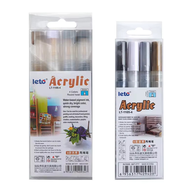 4-Farben-Set Acrylmarker für DIY-Kunstprojekte auf Stein, Keramik und Glas in Mehrfarben - Bild 2