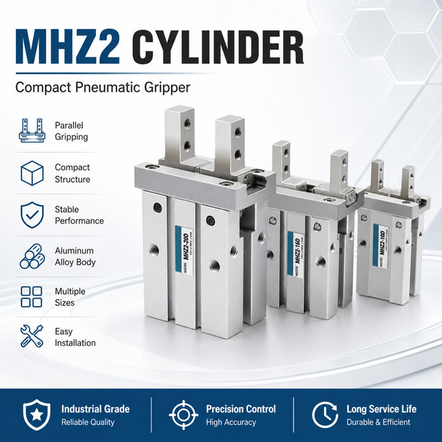 AFR Brand Pneumatischer Parallelgreifer MHZ2 Aluminium-Klemmfingerzylinder in Silber - Bild 1