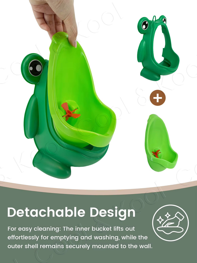 Kisslanding Frosch-Urinal für Babys zur Wandmontage in Grün und Braun für das Toilettentraining - Bild 3