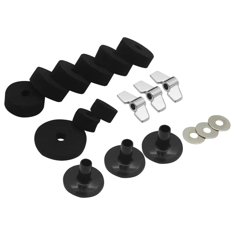 LADE 18-teiliges Set Becken Standhülsen Filz Pads mit Unterlegscheiben und Flügelmuttern in Schwarz als Ersatz für Trommel Hi-Hat Beckenständer Zubehör - Bild 6