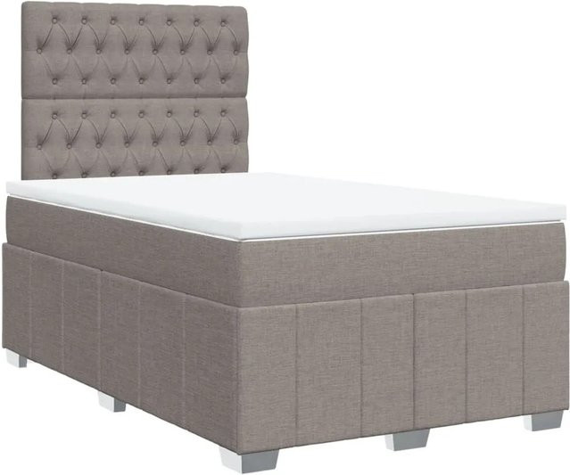 vidaXL Boxspringbett mit Matratze in Taupe, Hybrid-Bett mit USB-Ladeport und Unterbettbeleuchtung, B/T: 120 x 200 cm - Bild 1