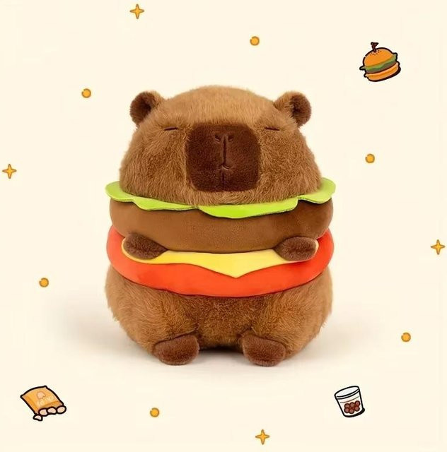 Yiran toy Capybara Plüschtier in Form eines Hamburgers, 20 cm - Bild 1