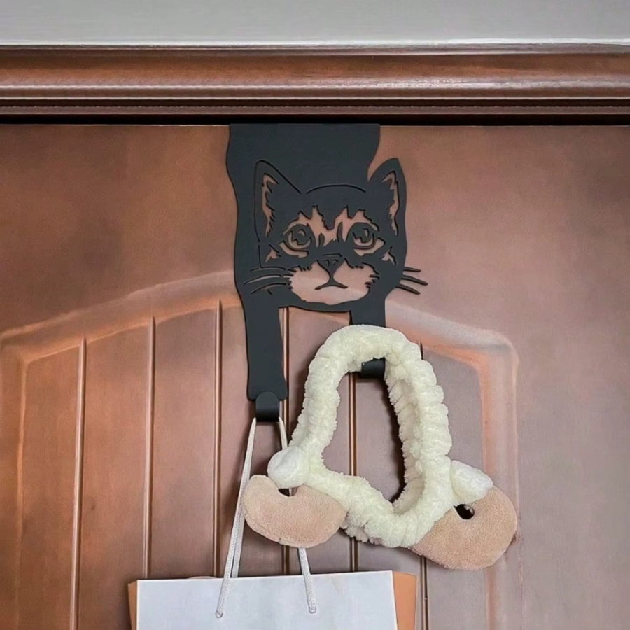 Vintage-Katzenhaken aus Metall in Schwarz von CIFBUY als Wandaufhänger für Mäntel, Hüte und Taschen - Bild 4