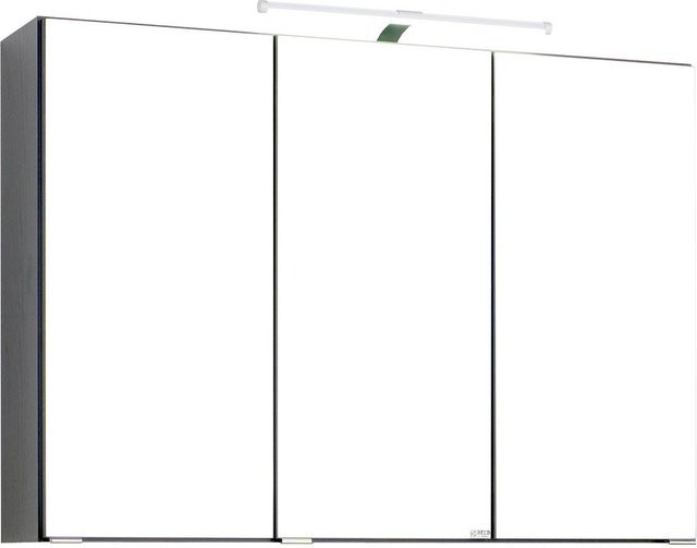 HELD Bologna 3D Spiegelschrank in Graphitgrau mit LED-Aufbauleuchte und Shaver-Socket, Breite: 90 cm - Bild 1