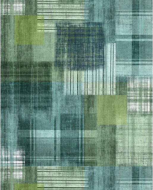 Komar Fototapete Patchy Plaid in Grün aus Qualitätsvlies, Breite: 200 cm, Höhe: 250 cm - Bild 1