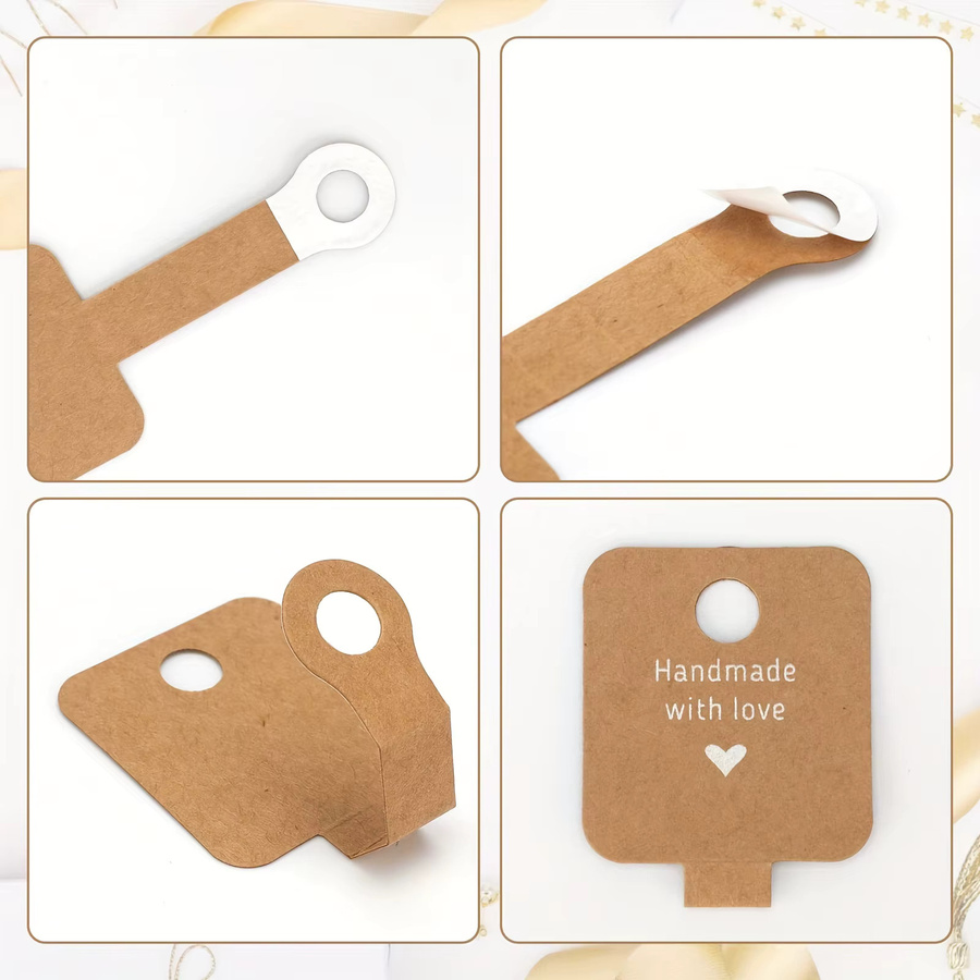 100 Stück Kraftpapier Schmuckdisplay in T-Form aus Karton für Armbänder und Schmuckpräsentationen in Braun und Gelb - Bild 4