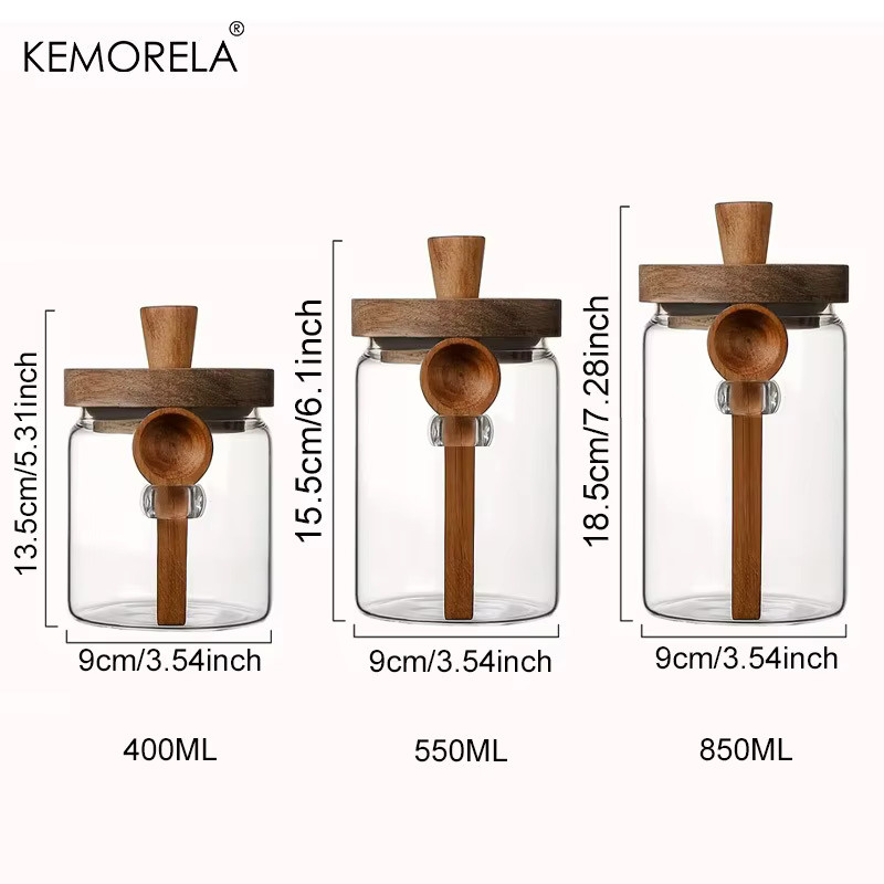 KEMORELA Glas-Vorratsdose für Getreide und Kaffeebohnen mit Löffel, transparent - Bild 5