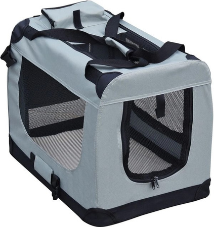 Fudajo Transportbox XL Faltbare Reisebox für Hunde und Katzen in Betongrau Grau, B/T/H: 82 x 56 x 58 cm