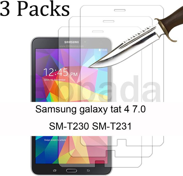 3er-Pack Glas-Displayschutzfolie für Samsung Galaxy Tab 4 7.0 SM-T230 SM-T231 SM-T235 in Transparent - Bild 1