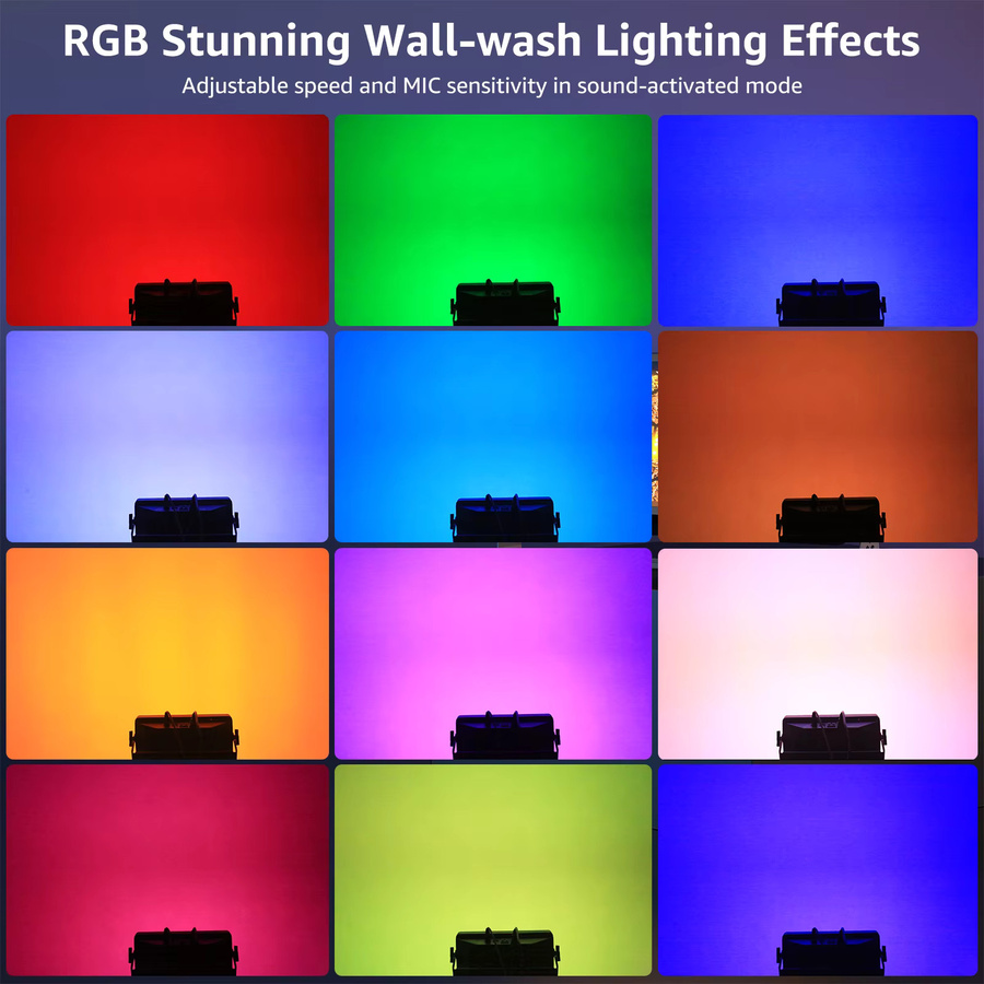Yiflamefly 4er-Set RGB COB LED Wandfluter mit Pixel-Steuerung und DMX, 120W Bühnenbeleuchtung in Schwarz für DJ, Party, Hochzeit und Club - Bild 4