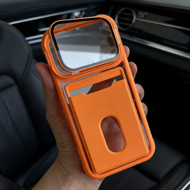 Luxus Handyhülle mit Kartenhalter und Foto-Funktion für Apple iPhone 17 16 15 14 13 12 11 Pro Max Plus in Grau mit Kameraschutz - Bild 1