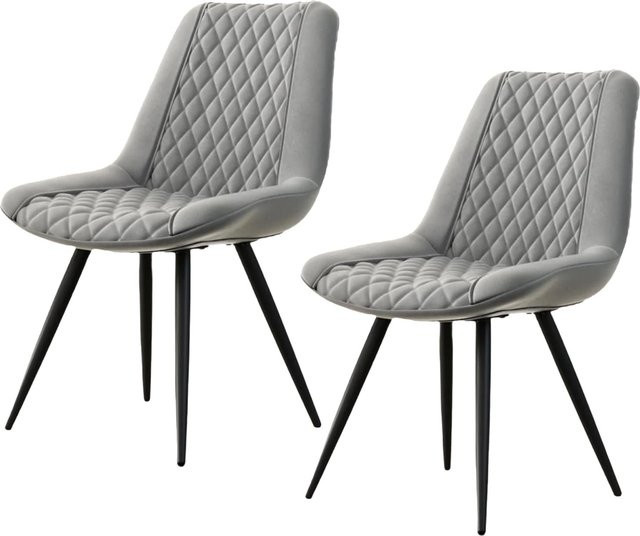 HTI-Living Esszimmerstuhl Astrid 2er-Set aus Kunstleder in Grau - Bild 1