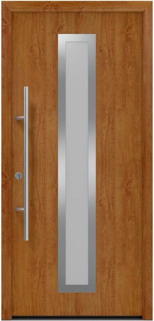 EcoStar Haustür Isopro Secur IPS 700S mit Glaseinsatz, Farbe: Braun, B/H: 110 x 210 cm, DIN Links, RC2 Sicherheit, Material: Stahl und Aluminium - Bild 1