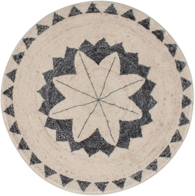Vercai Rugs Teppich Brady Rund in Elfenbein mit abstraktem Boho-Design, Durchmesser: 150 cm - Bild 1