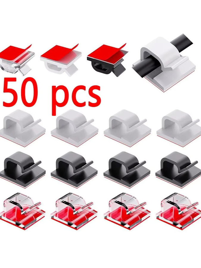 QUERPXAF USB-Kabel-Clips in Schwarz, selbstklebender Kabel-Organizer für Büro und Zuhause - Bild 4