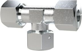 Riegler Einstellbare T-Verschraubung aus verzinktem Stahl, Farbe: Silber, Rohr-Außendurchmesser: 25 mm - Bild 1