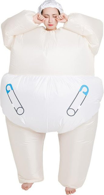 Lustiges dicker Mann aufblasbares Kostüm, Erwachsene, beige - Bild 1