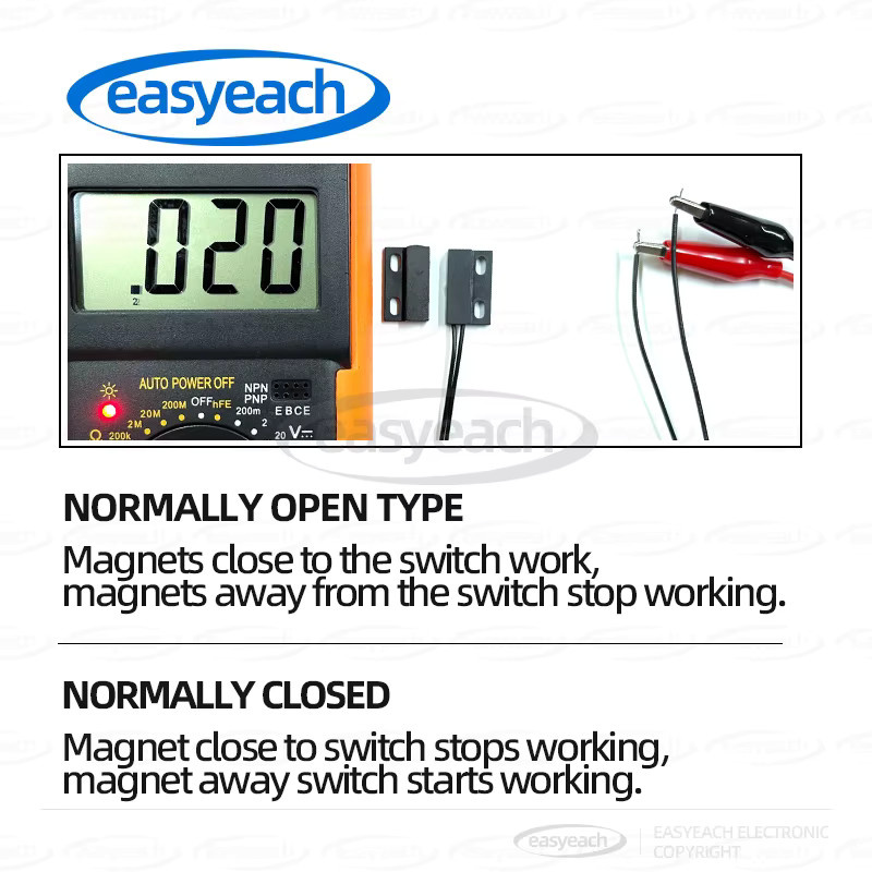 easyeach GPS-30 Magnetischer Türsensor mit 5m Kabel, Wasserdichter NdFeB Magnetschalter für Garage und Rolltor, Schwarz oder Weiß - Bild 3