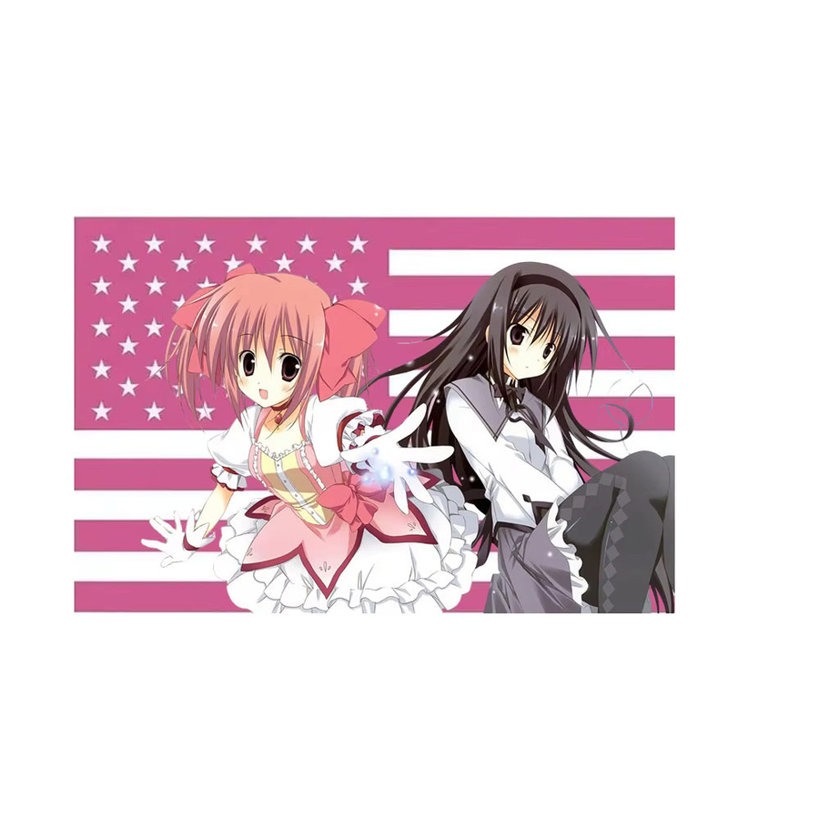 Madoka Magica Anime-Wandteppich mit Madoka und Homura in Pink, Polyester-Wandbehang für deine Raumdekoration, Breite: 40 cm, Höhe: 40 cm - Bild 4
