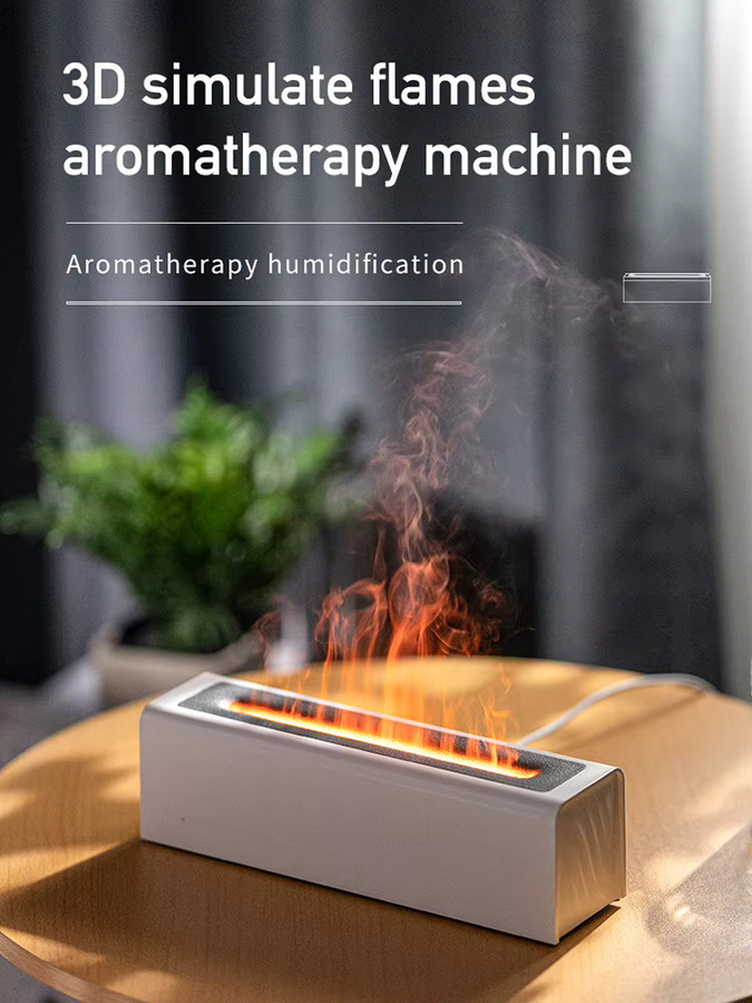 HAOYUNMA Flammen-Aroma-Diffusor und Luftbefeuchter in Schwarz mit 7-Farben-Lichteffekten und Timer-Funktion - Bild 6