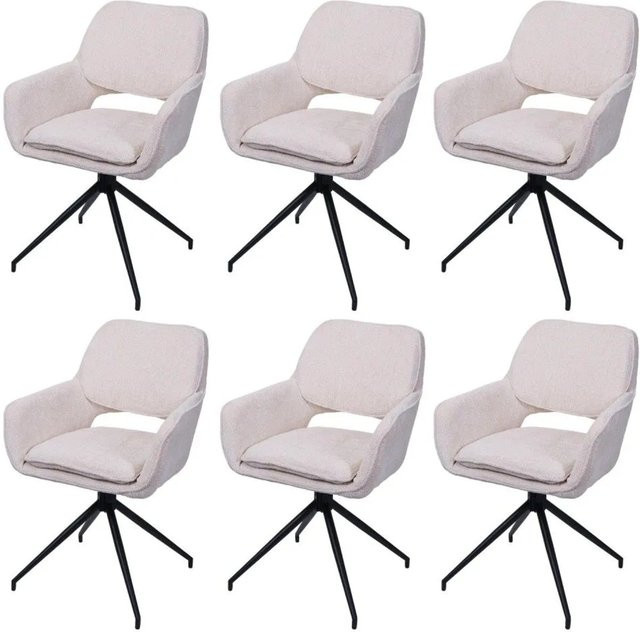 6er-Set MCW Esszimmerstühle N74 mit Auto-Return Funktion aus Chenille Stoff in Beige - Bild 2