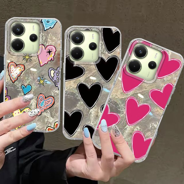 Handyhülle mit Herz-Design für Xiaomi Redmi Note und diverse Modelle in Schwarz und Rosa - Bild 1