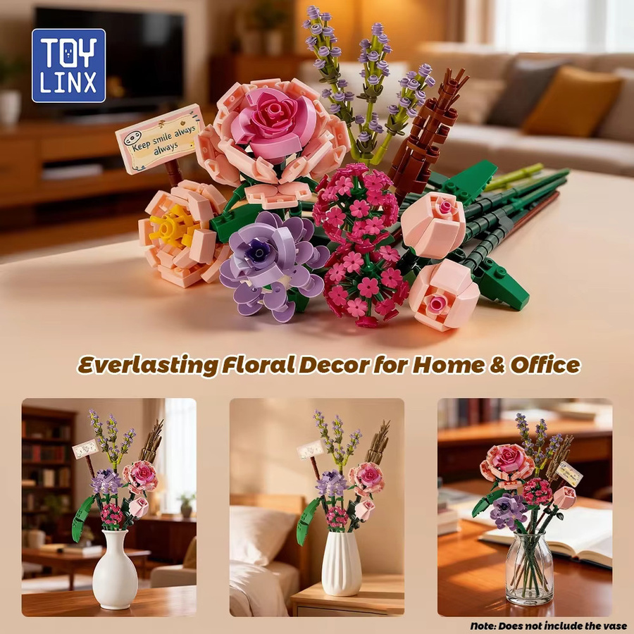 KAVOWORLD Rosen-Ewigkeitsblumenstrauß, Micro-Baustein, 544 Teile - Bild 4