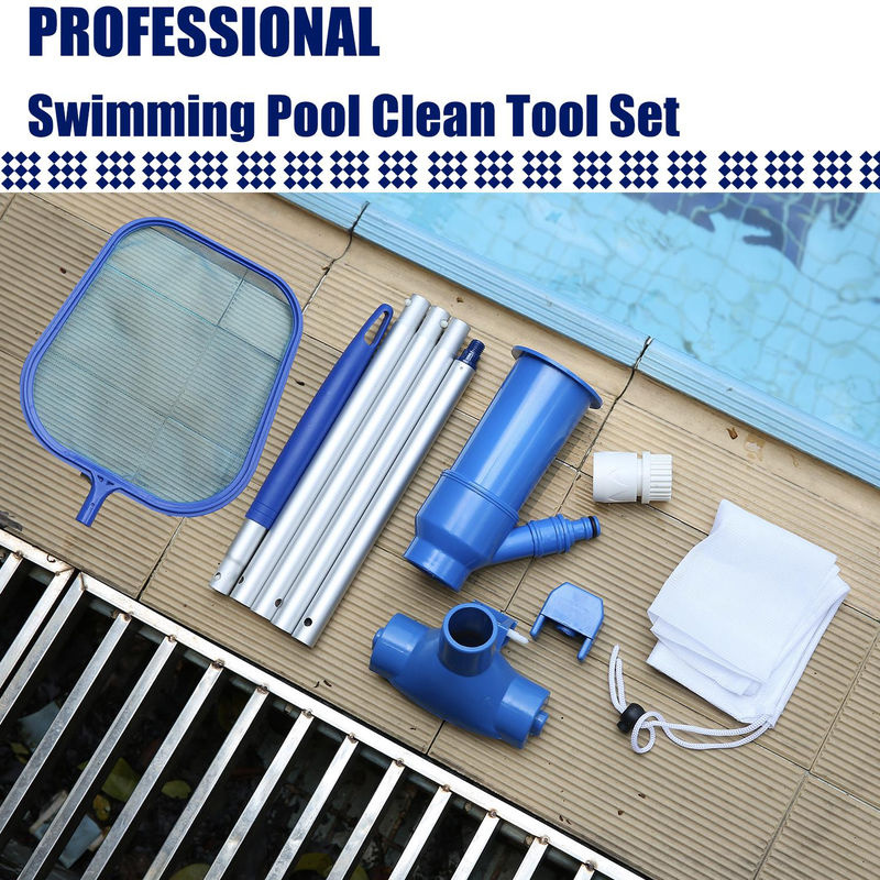 Lixada Pool-Reinigungsset in Blue & White mit Bürste und manuellem Skimmer aus Aluminium und Nylon - Bild 7