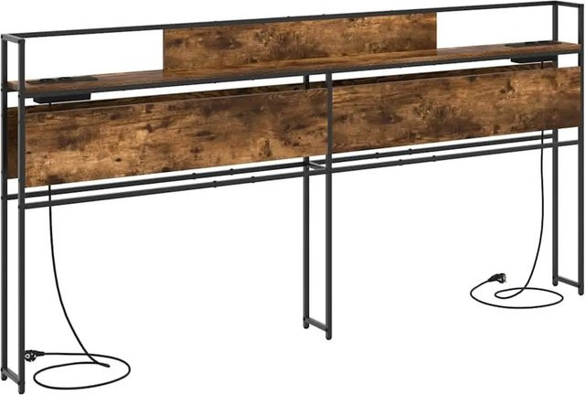 vidaXL Stauraum-Kopfteil mit Regal in Räuchereiche, Braun, 200 cm - Bild 1