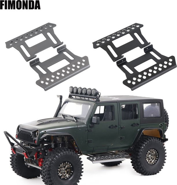 Fimonda SCX10 Rock Slider Seitenschritt, 2-teiliges Set, Aluminiumlegierung, Metall, Grau, Schwarz - Bild 1