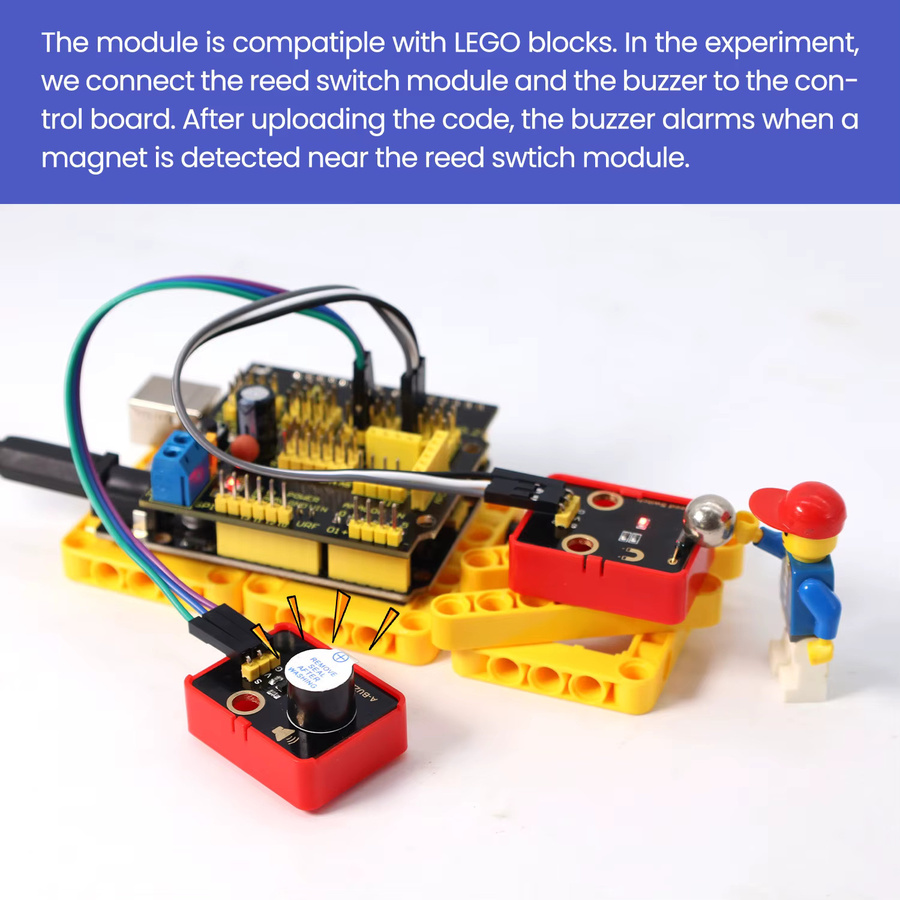 Keyestudio Reed-Schalter-Sensormodul Magnetron-Modul für Arduino und DIY-Projekte kompatibel mit Lego-Blöcken - Bild 5