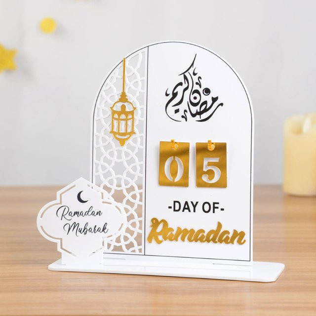ZQNYCY Ramadan Countdown Kalender aus Acryl mit austauschbarer Nummer für 2026, Eid Mubarak Dekoration und Ornament für dein Zuhause - Bild 1