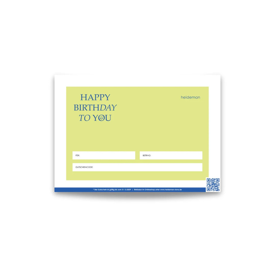 Digitaler Happy Birthday Geschenk-Gutschein von Heideman GmbH im Wert von 10,00 Euro in Gelb - Bild 1
