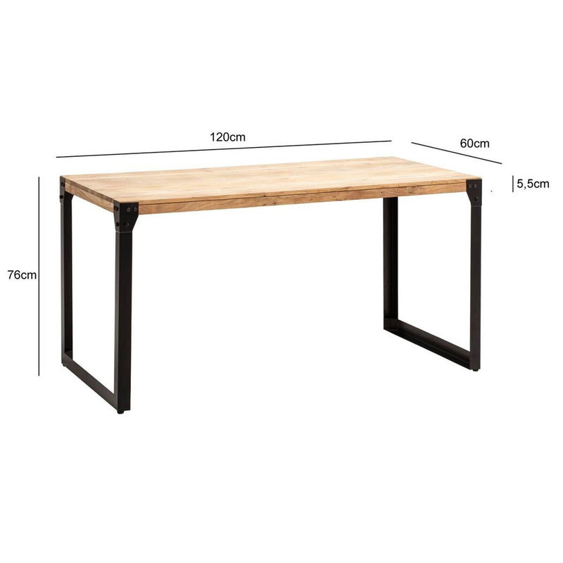 Esstisch aus Akazie Massivholz in Braun mit Eisengestell, B/T/H: 120 x 60 x 76 cm - Bild 4