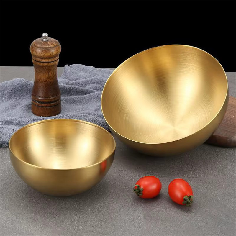 JUSTINLAU Salatschüsseln aus Edelstahl in Silber und Gold, Set für Suppe, Reis oder Nudeln, Durchmesser: 15 cm, 20 cm und 25 cm - Bild 3