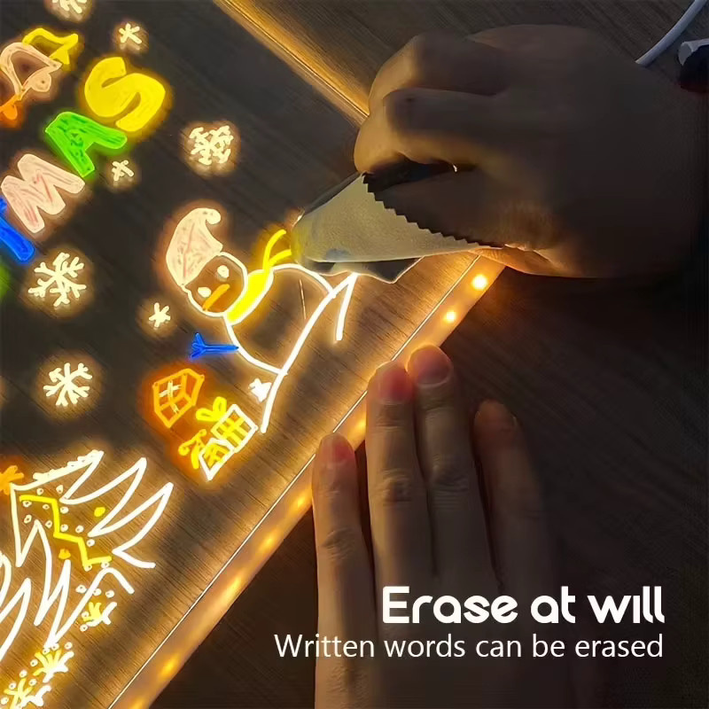 USB-LED-Notiztafel aus transparentem Acryl mit warmweißem Licht und verstellbarem Standfuß - Bild 2