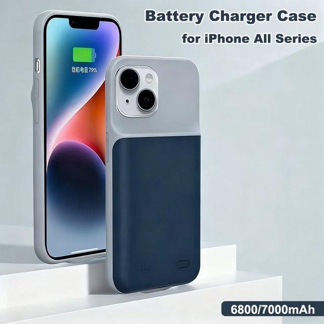 Externe Power Bank Batterie Hülle für Apple iPhone Modelle als Ladegerät und Schutzabdeckung - Bild 1