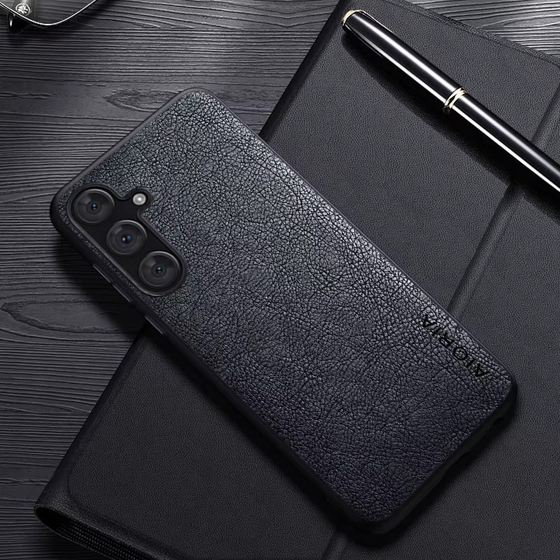 Luxus Leder Business Cover Hülle für Samsung Galaxy S24 Ultra und Galaxy S24 Plus in Schwarz - Bild 1