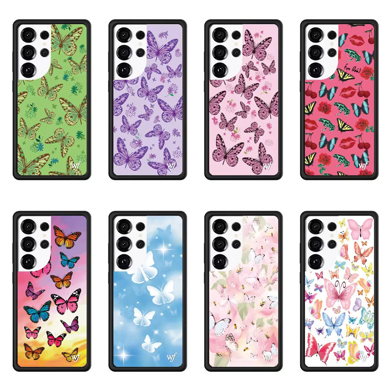 Wildflower ins Bunte Schmetterlings-Handyhülle für Samsung Galaxy S26 S25 S24 S23 Ultra, stoßfeste Rückabdeckung in Rosa - Bild 2