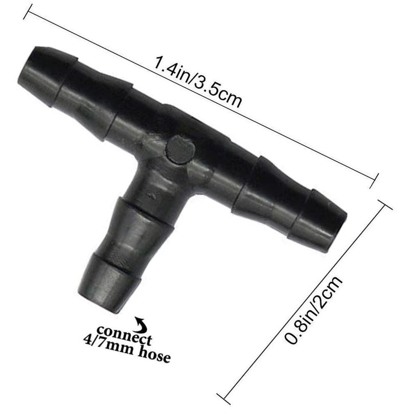 30 Stück Universal-T-Stücke mit Widerhaken für Tropfbewässerungssysteme, 1/4 Zoll Anschluss für 4/7 mm Wasserschläuche - Bild 3