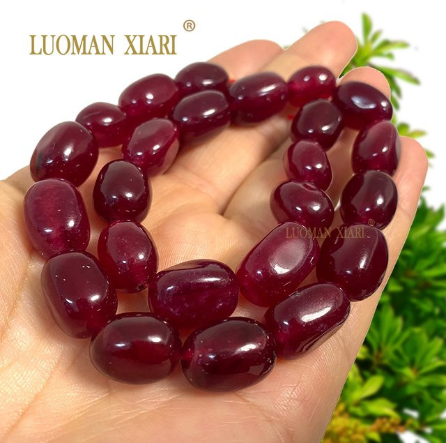LUOMAN XIARI Chalcedon Perlen, Dunkelrot, Rubin Farbe, Chips, Spacer - Bild 1
