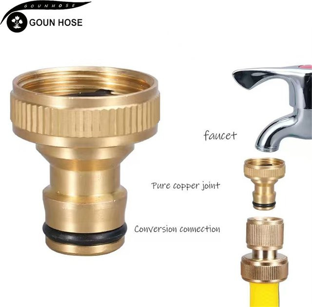 GOUN HOSE Schnellkupplung aus Messing für Gartenbewässerung mit 3/4" und 1" Gewinde in Gold - Bild 1
