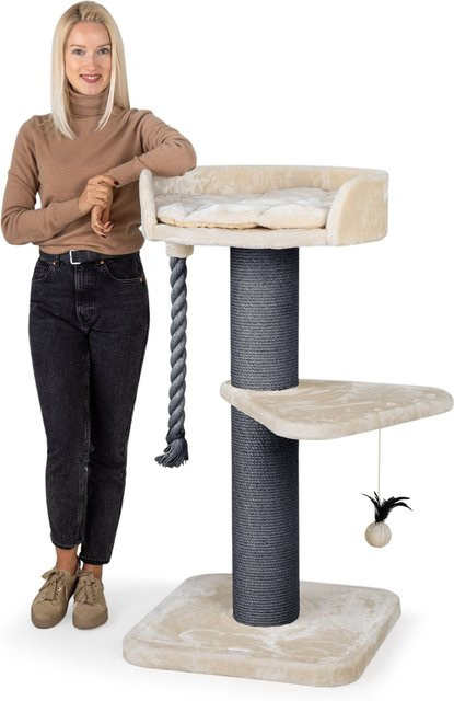 HAPPYPET Kratzbaum für große Katzen in Grau-Creme, Höhe: 120 cm - Bild 1